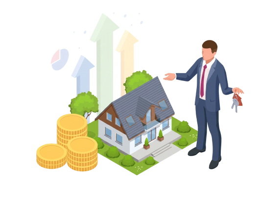 Rental financial records and property growth illustration
