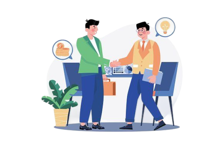 Two people shaking hands illustration