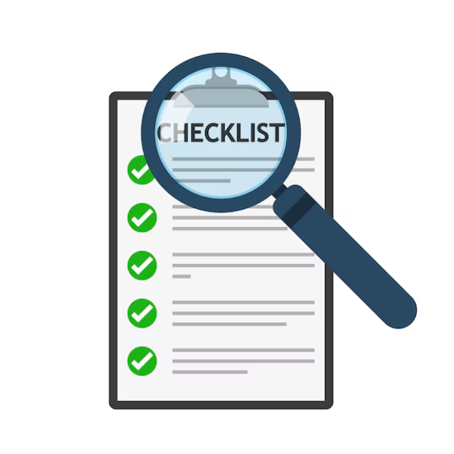 Landlord software checklist with magnifier illustration