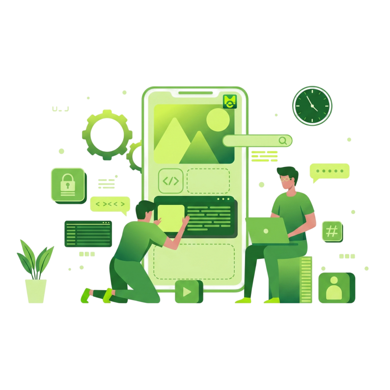 Team managing platform data and records illustration