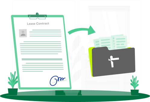 Lease contract organized into a document folder illustration