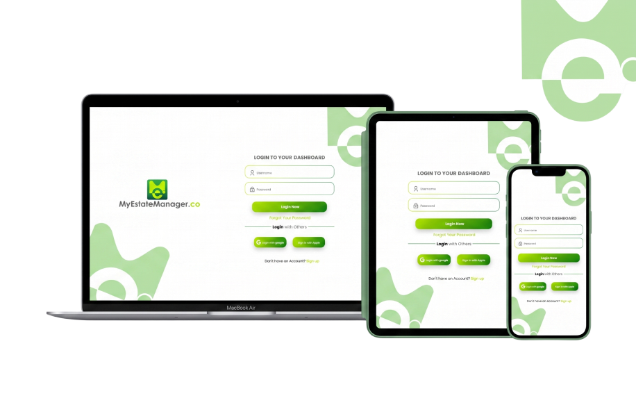 Leietakerportal på laptop, nettbrett og mobil illustrasjon