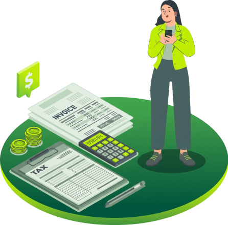 Reviewing rental pricing and invoices illustration