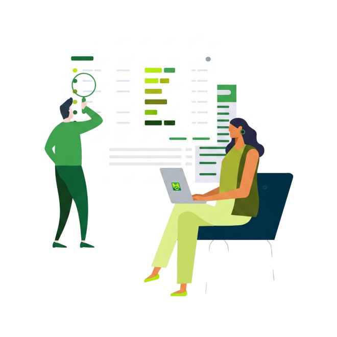 Property management team reviewing portfolio data illustration