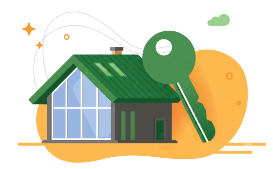 Rental property with key illustration