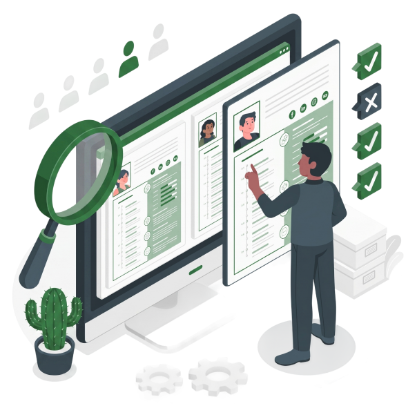 Reviewing organized rental documents illustration