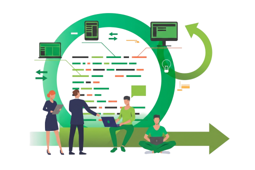 Landlords collaborating on rental workflow illustration