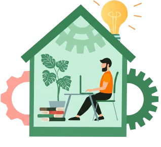 Organized landlord working from home illustration