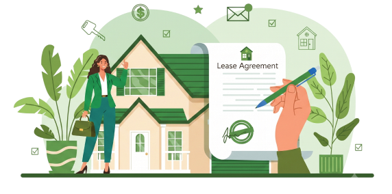 Tenant signing a lease agreement illustration